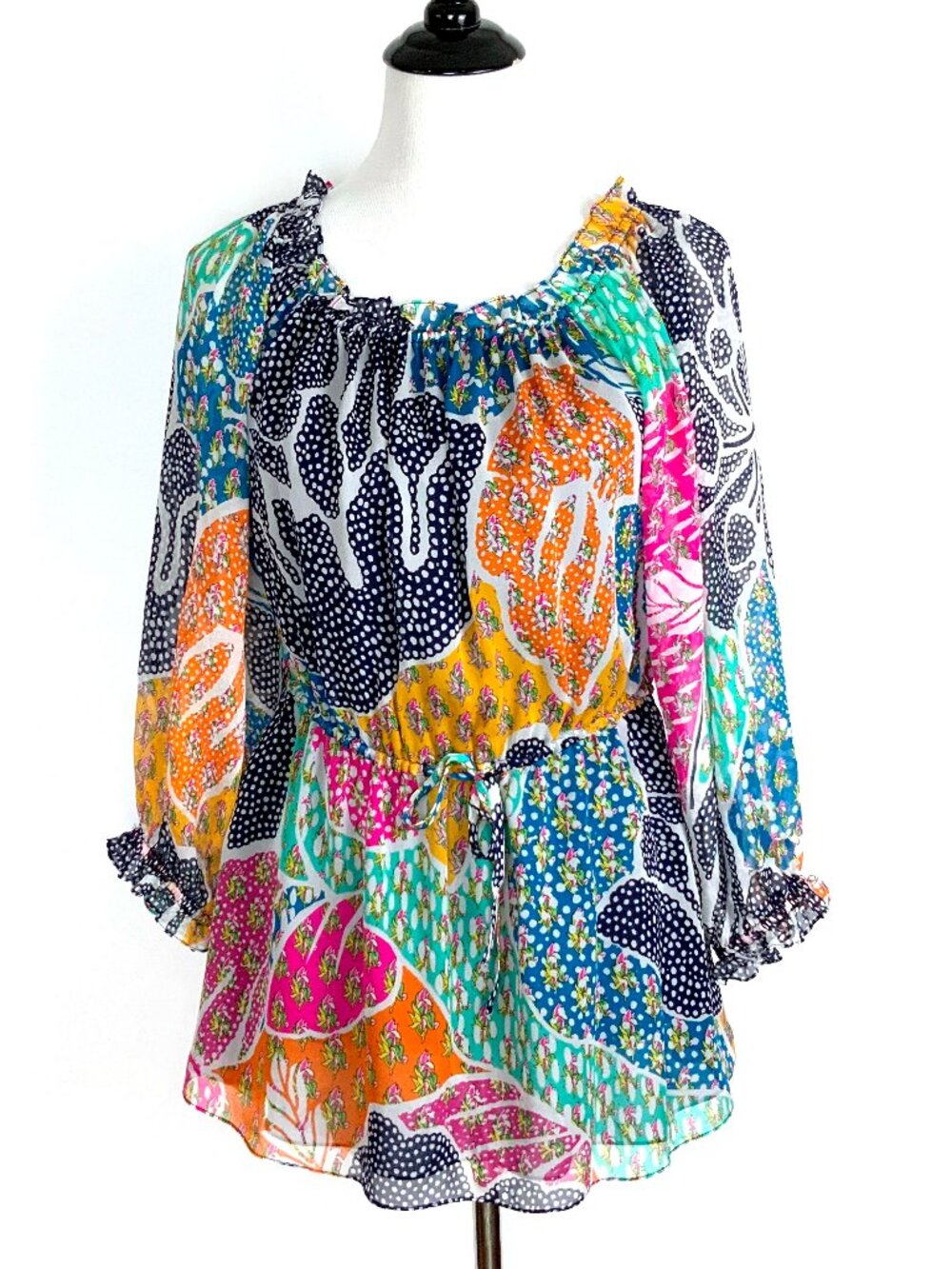 Diane Von Furstenberg Camila Flower Power Dream Silk Chiffon Blouse Size 6